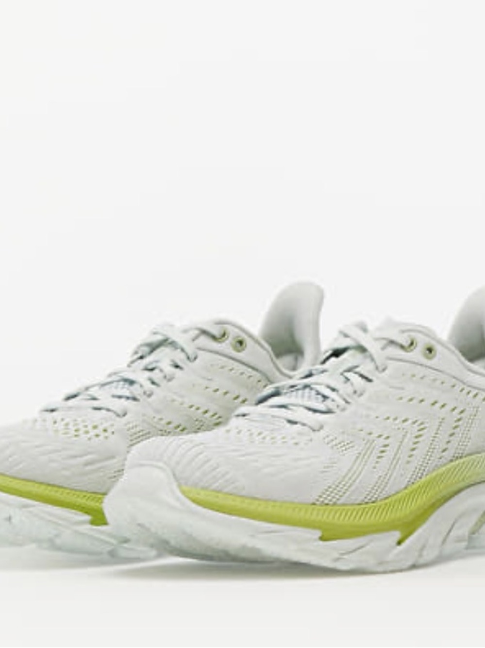 Hoka One One White Running Sneakers with Lime Accents - Women's